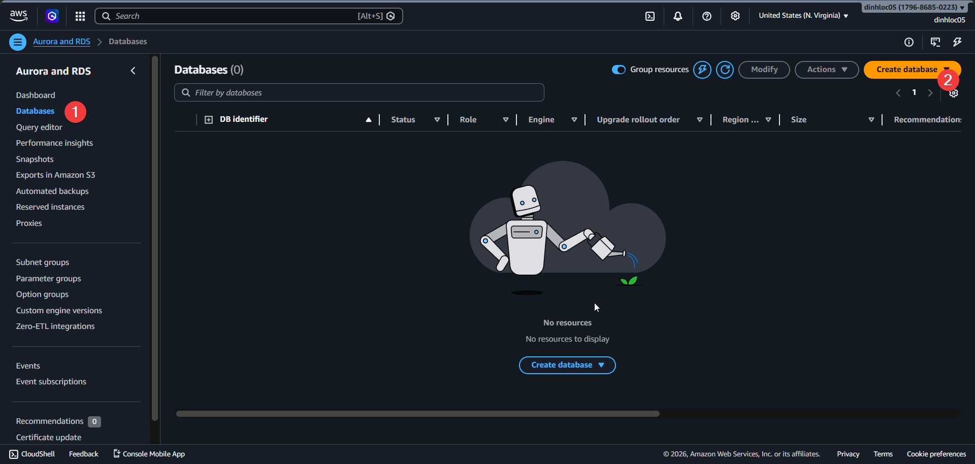Create RDS screen 1