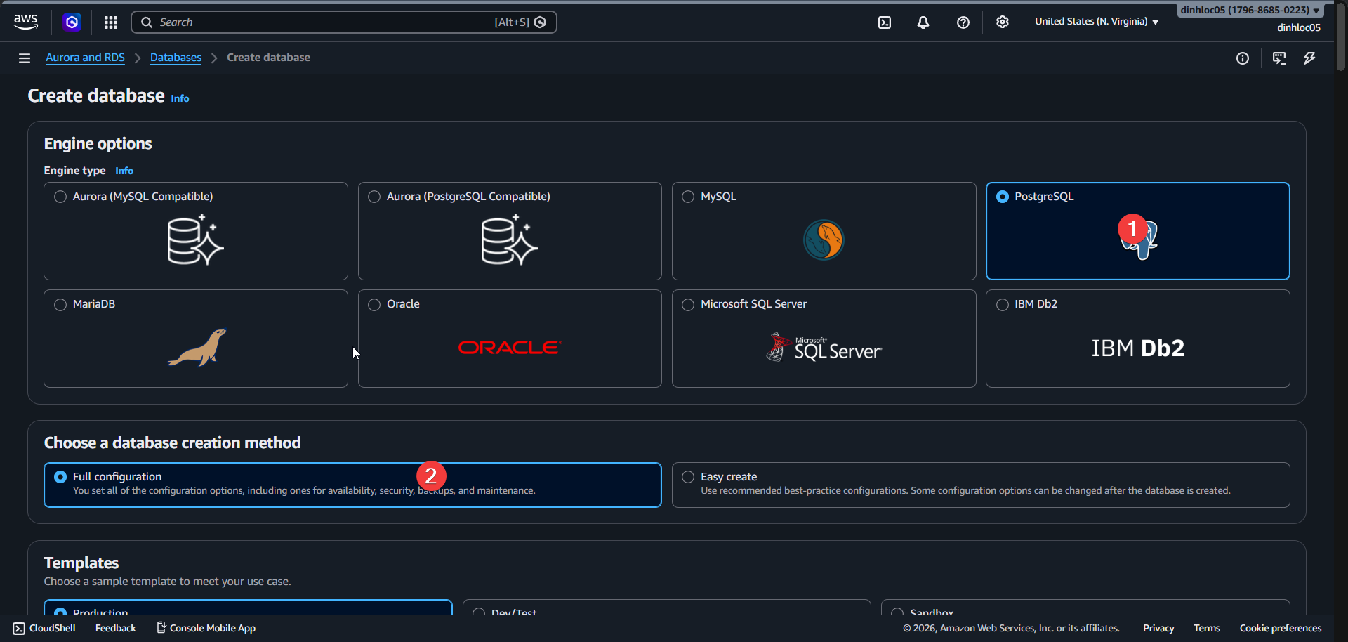Create RDS screen 2